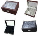 Custom leather cover wood watch box of 8 slots 